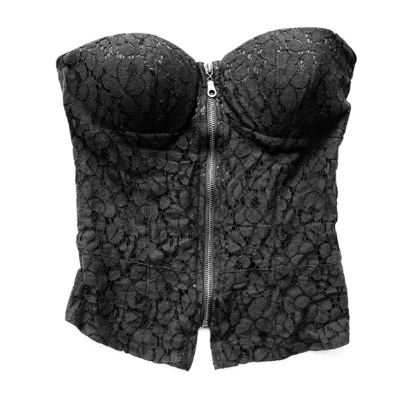 Say What? Tops - SAY WHAT? Black Lace Bustier, fairy, cottage, indie